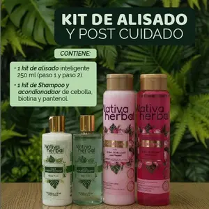 Nativa Herbal Organic hair straightening x 250ml + onion and biotin post-care set Shampoo and condicionet x 550ml