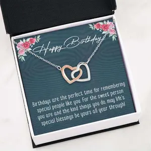 Best Friend Necklace, Happy Birthday Necklace “ Interlocking Hearts Necklace, Friendship necklace, matching sets, BFF gifts, meaningful jewelry, best friend forever