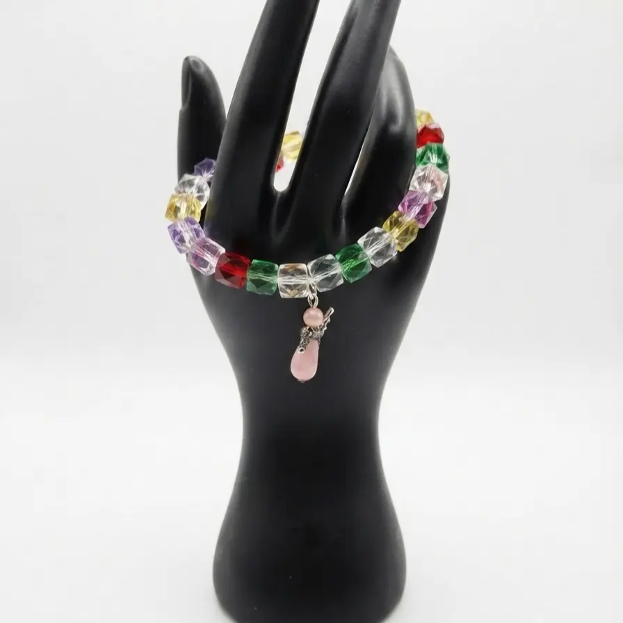 Vibrant Faceted Crystal Bead Charm Bracelet