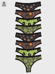 Morvia 8pcs Women's Stylish & Unique Printed Panties - All-Day Stretchy Fit, Breathable Fabric For Ultimate Comfort, Daily Must-Have, Soft Comfy Panties