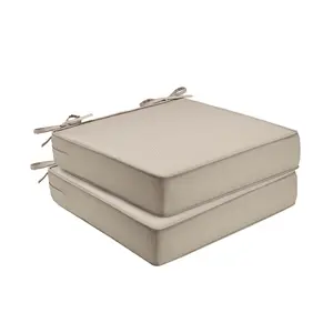 (2Pcs)600D Polyester Oxford Fabric Patio Chair Cushions for Outdoor Furniture, Waterproof Outdoor Seat Cushions, Garden Sofa Couch Thicked Chair Cushions with Ties