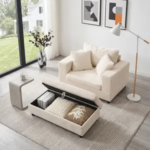 Chaise Lounge Chair with Removable Storage Ottoman Accent Sofa Bed Upholstered Sleeper Couch Bed with Pillows Modern Deep Seat Armchair for Living Room Bedroom, Living Room Furniture for Apartment, Lounge, Family Room, Office and Home Seating