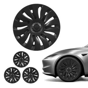 【FathersDayGift】 VEVOR Hubcaps Wheel Covers for 2021-2024 Tesla Model Y, 19 Inch Set of 4 Wheel Rim Cover Hubcaps OEM Style Replacement, R19 Size Snap On Car Hub Caps, Premium 14-Spoke ABS Tire Rim Caps, Matte Black