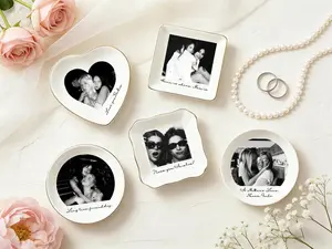 Personalized Mom Photo Jewelry Dish,Mothers Day Gift,Ceramic Trinket Tray Gift for Mom,Thank You Grandma,Mom Gift from Daughter,Grandma Gift