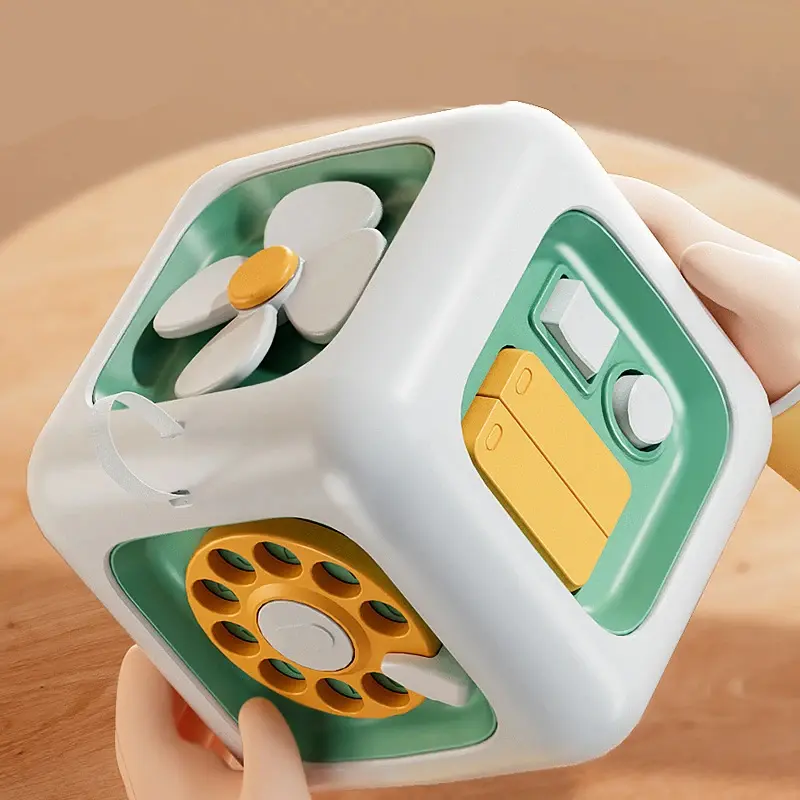 6-in-1 Montessori Busy Board Sensory Fidget Toy, Stress Relief & Calming Activity Cube, Fine Motor Skills Practice Toy