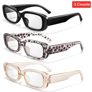 3 Pcs  Fashionable Reading Glasses for Men & Women, Classic Rectangle Design, Set of 3 Pairs, Stylish Eyewear for Daily Use