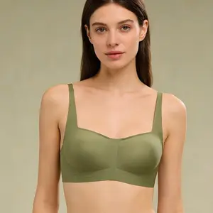 2026 Women's Square Neck Seamless Foundation Bra | Lightweight Thin Padding Jelly Soft Support Comfort Everyday Bralette
