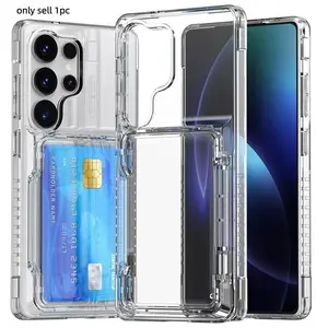 Transparent card slot holder case for Samsung Galaxy S26 ultra  S25 S24 ultra S23 ultra S23 S24 S25 plus shockproof pc cover