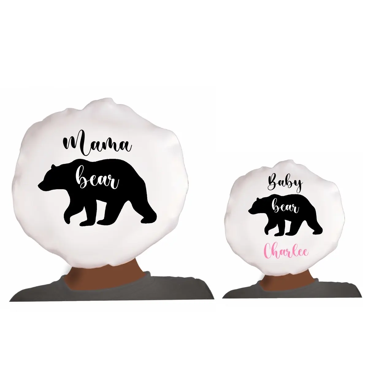 Coco Diamond Beauty Custom Satin Hair Bonnet for Women, Men and Kids - Sleep Bonnet Mama Bear Baby Bear - Mommy and Me Set