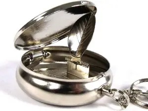SmartDealsPro Stainless Steel Portable Pocket Circular Ashtray Key Chain with Cigarette Snuffer