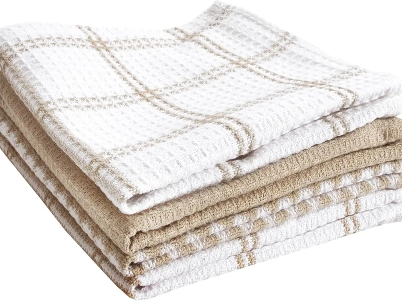 Premium Waffle Dish Cloths: Highly Absorbent, Super Soft Long Lasting - 100% Cotton, 12"x13" Towel for Cleaning & Drying, (4-Pack), Sand