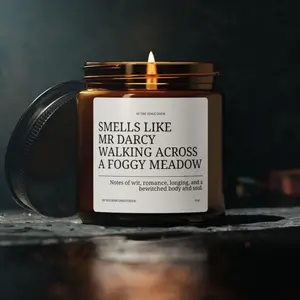 Smells Like Mr. Darcy Candle, Pride and Prejudice Literary Candle, Jane Austen Gift, Romance Reader Soy Candle