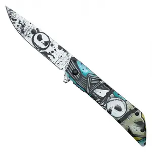 Skeleton Cartoon Anime Themed Assisted Opening Pocket Knife – Great Christmas Halloween Gift!