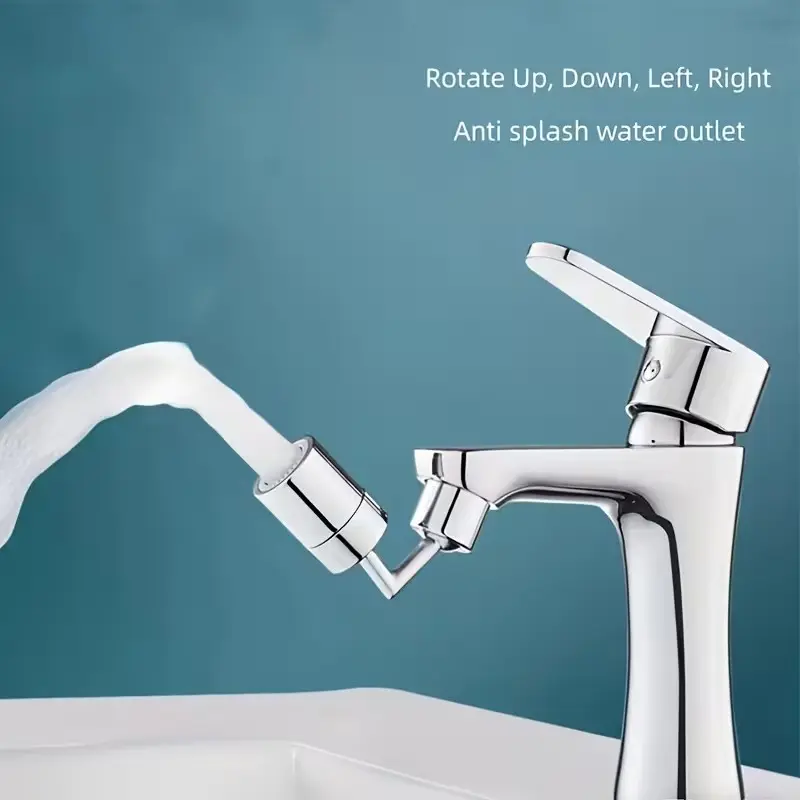 Rotatable 720 Degree Faucet for Kitchen and Bathroom Sinks, Anti-Splashing Design with Extended Bubbler for Efficient Washing