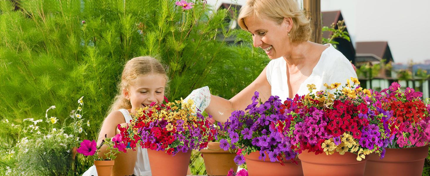 SHareconn 24 Bundles Artificial Flowers, UV Resistant Daisy & Eucalyptus, Outdoor Faux Plants, Long-Lasting Porch & Garden Decor SHareconn 24 Bundles Artificial Flowers, UV Resistant Daisy & Eucalyptus, Outdoor Faux Plants, Long-Lasting Porch & Garden Decor