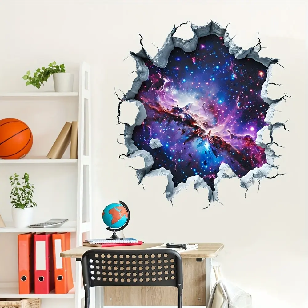 Colorful Universe Space Galaxy, Bedroom Living Room Sofa Background Decor, Home Decoration, Wall Decorations, Decorative Wall Sticker, Wall Art Stickers, Ca Prop 65 Compliant
