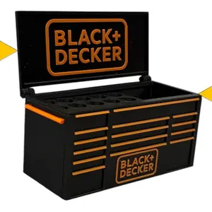 Black Decker Workbench Toolbox Pen Holder - Mini Tool Chest Organizer for Desk, Durable 3D-Printed Material, Ideal for Mechanics, Woodworkers, and DIYers