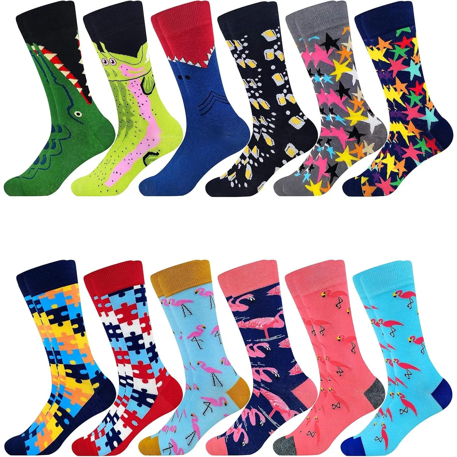 Men's Dress Socks Argyle Black Dress Fun Funny Colorful Novelty Crazy Patterned Socks Cotton  Bulk Packs Size 8-12