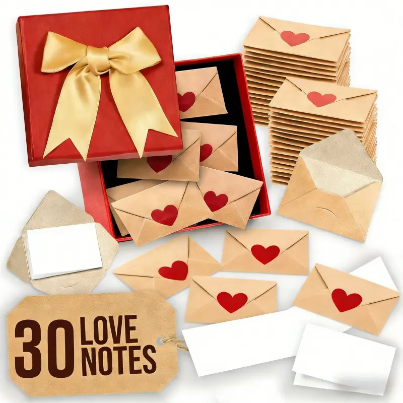 30/60pcs Envelopes - Mini Envelopes, Heart Stickers, Graduation Season, Father's Day, Valentine's Day, Birthday Cards, Small Love Notes for Him/Her, Cute Gifts for Mother and Friends