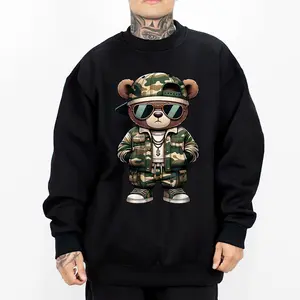 Chicano Clothing, Camo Hip Hop Teddy Bear Camouflage Gangsta Mexican Clothes, Lowrider Clothes, Oversized Graphic Tee Medium Heavy Sweatshirt Hoodie for Men & Women Full size S-5XL