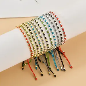 New Black Onyx Bead Braided Bracelet for Women Adjustable, Fashionable Handmade Braided Wristband, Red