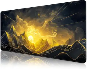 Sea Wave Big,RGB Led with 10 Lighting Modes+9 Color Changing Modes Mat desk decoration anti-slip rubber ergonomic Colorful Geometric TRACKPAD Riders Magic Playmat PC Gaming rubber material desk keyboard mat pad rubber mouse pad Keyboard Shortcut Desk Mat