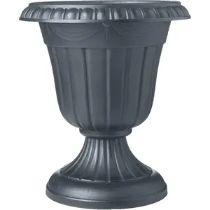 Classic Traditional Plastic Urn Planter Indoor/Outdoor, 10" x 12", Gray