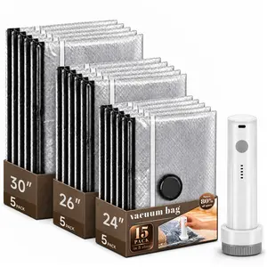 2026 Upgraded X7 Cordless Vacuum Bag Set，Summer Vibes Vacuum Bags for Travel with Rechargeable Pump Space Saver for Clothes and Clothing Travel Zipper Pouches
