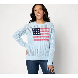 Joan Rivers American Flag Cotton Sweater