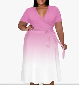 Women's Plus Size Casual Pleated Dress Summer Short Sleeve Flowy Swing Dress Loose Beach Dresses