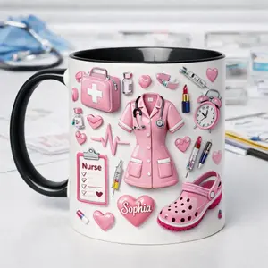 Personalized Makeup Artist Mug 2D Printed 3D Effect, Custom Name Coffee Cup Cosmetics Tools Design Gift for Her Cosmetologist Gift Idea Coffee mugs, ceramic mugs, custom mugs, personalized mugs, printed mugs, gift mugs, everyday mugs