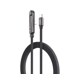 Type-C to Type-C Fast Charging Cable with Stand, Compatible with iPhone, Foldable Gaming Charger, Dual Type-C Ports, Car Data Cable