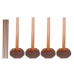 4 Pieces Japanese Long Handle Large Spoon Ramen Spoon Wooden Hot Pot Spoon Tortoise Shell Spoon Wood Rice Soup Dessert