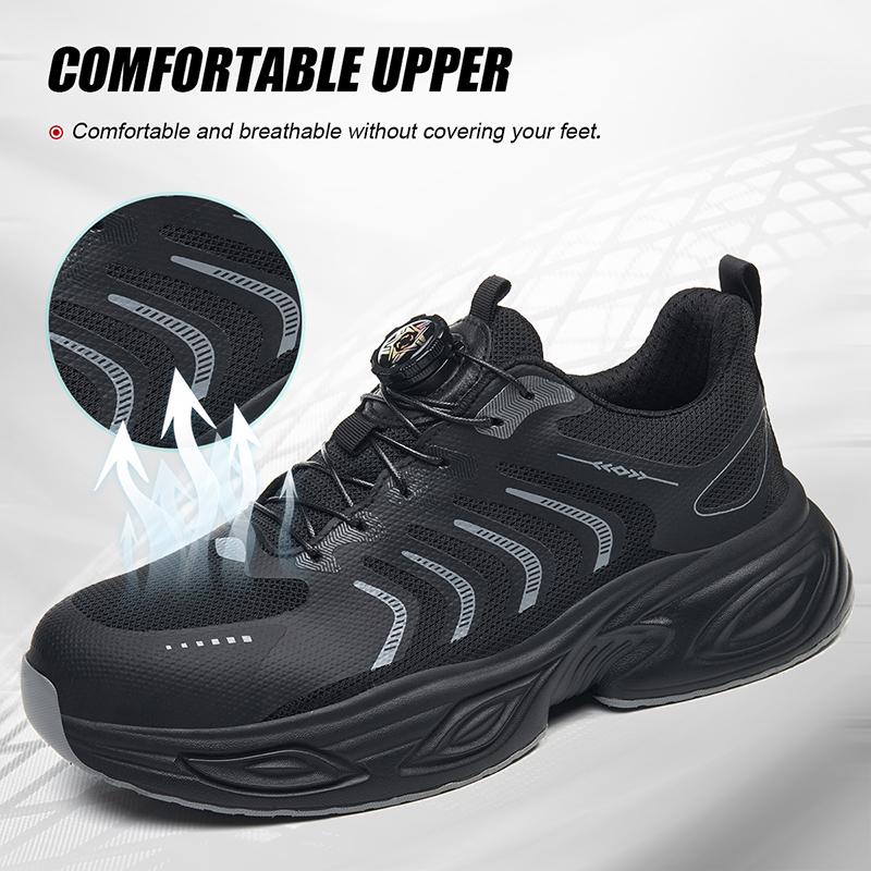 Classic steel-toe safety shoes for men — impact-resistant, puncture-resistant work footwear with non-slip soles; lightweight and durable; industrial protective boots with dial laces.