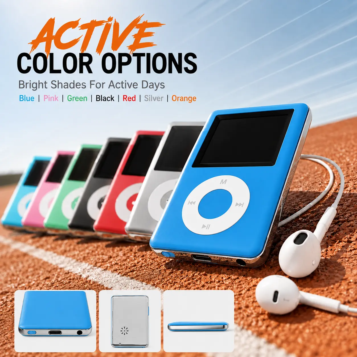 New MP3 player | Available in multiple colors | Built-in 4GB memory | Includes wired earphones | Adjustable volume | Supports music, video playback, and e-book reading | Portable pocket media player | Top gift choice for Christmas and birthdays