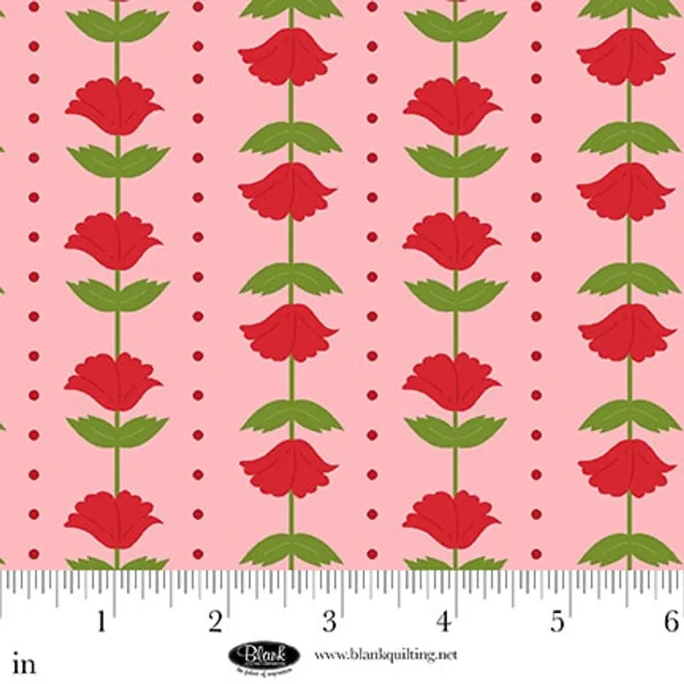 Fabric Blank Quilting Light Pink Flower and Polka Dot Stripe The Bright Side by the Quarter Yard 4512-22