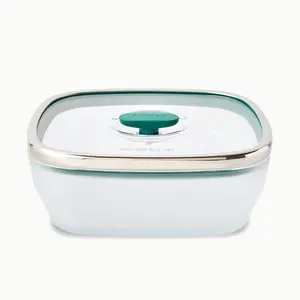 Anyday 10-Cup Square Glass Container with Vented Lid - Airtight Stackable Kitchen Dishware for Cooking & Storage - Microwave Safe & Dishwasher Friendly