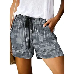 Womens Comfy Drawstring Casual Elastic Waist Pocketed Loose Fit Shorts Plus Size