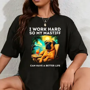 100% Cotton Funny Mastiff Dog I Work Hard Design Mastiff Lover Premium Tri-Blend T-Shirt
