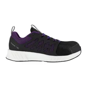 Reebok Work Womens Fusion Flexweave Electrical Hazard Composite Toe  Work Safety Shoes Casual - Black, Purple