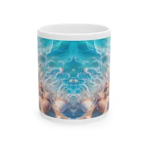 Seashell Beach Wave Mug | Ceramic Coffee Cup