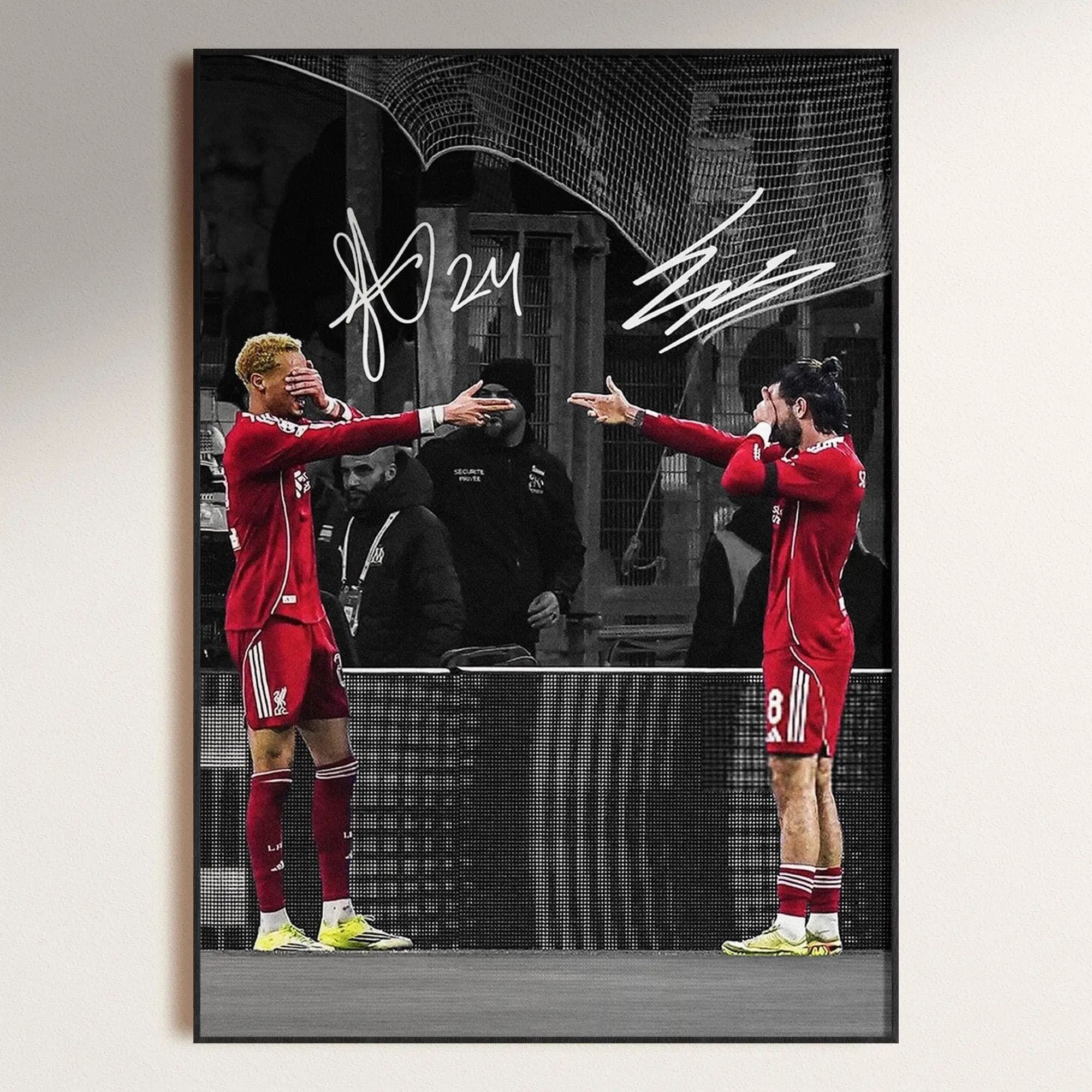 Hugo Ekitike & Dominik Szoboszlai Poster, Signed Football Poster, Liverpool Football Art Download( Unframed - Print Only )