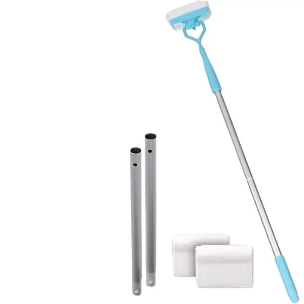 Baseboard Cleaning Tool Extendable Handle Wall Mop Reusable Microfiber Pads