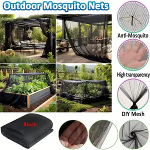 Black foldable and expandable mosquito net all season DIY net, durable polyester fiber, 2.4x4m and 3x3m sizes