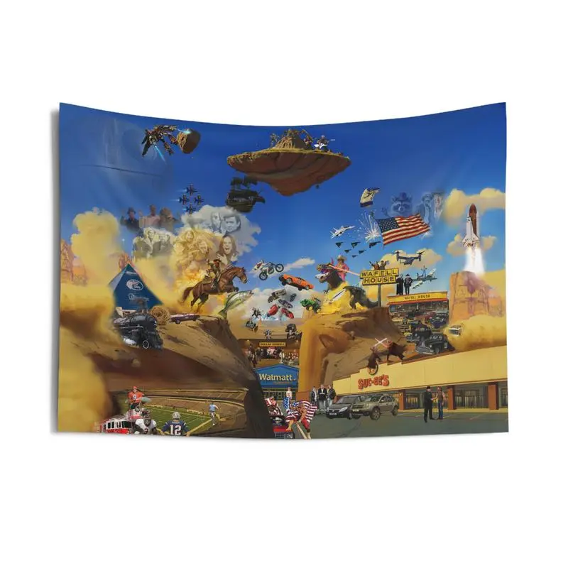 Indoor Wall Tapestry, Kevin's Day 30 Smoky Dawn Cowboy Art Series Ultimate Cowboy Print, Home Decor Supplies for Bedroom Decoration, Decoration Items