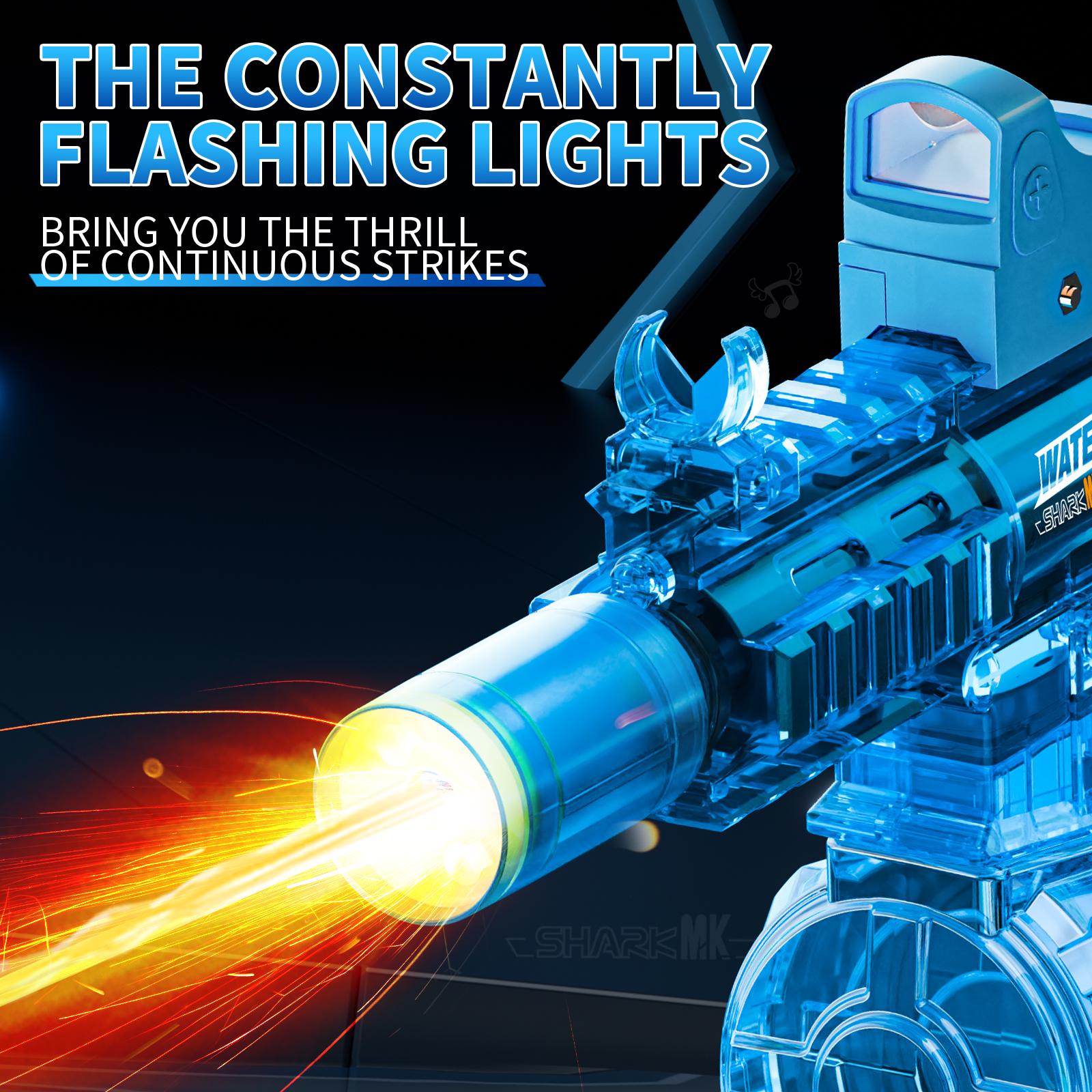#Summervibes Ultimate Battle Electric Water Gun, Automatic Powerful Water Blaster with LED Glowing Muzzle, 320cc Large Capacity, 32FT Long Range, Summer Outdoor Shooting Toy for Kids & Adults Beach Pool Party