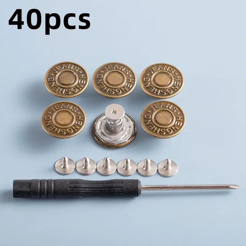 40 Pieces Adjustable Durable Metal Jean Snap Buttons - Snap Tacks Sewing Repair Tools for DIY Enthusiasts, Clothing Fix & Sewing Projects