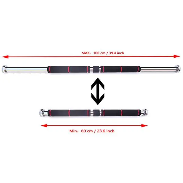Haoying Pull Up Bar for Doorway No Screw - 24 to 39 Inches Adjustable Width Chin up/Dip Bar with Screw-in Heavy-Duty Door-Mounts(60cm Black)