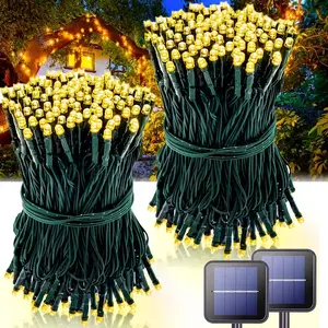 22.97ft Solar-Powered LED Fairy Lights | Adjustable Brightness, Waterproof Outdoor Led, Outdoor String Lights for Garden, Patio, Home Decor, Weddings & Parties, Best for Christmas, Outdoor Lighting