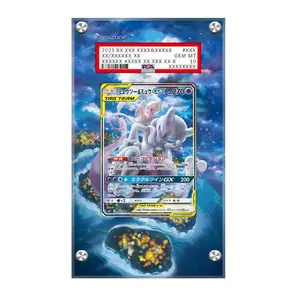 [Display Case]Pokemon Mewtwo and Mew GX Tag Team Sun & Moon SM191 - Extended Art Pokemon "PSA" Graded Card Display Case